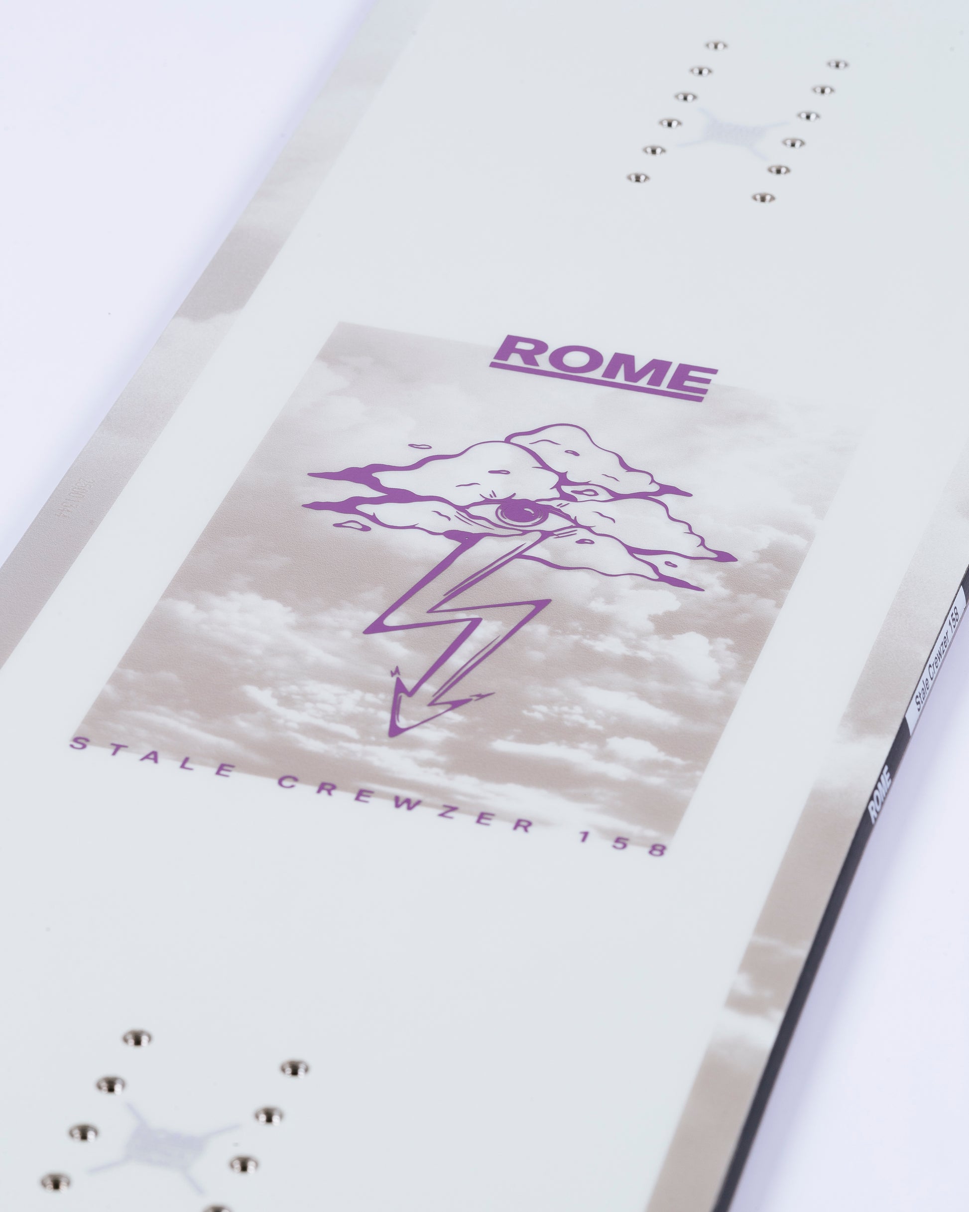 Cool snowboard graphics on new freestyle snowboard. Stale Crewzer 2025 | Rome Snowboards™ 2025.